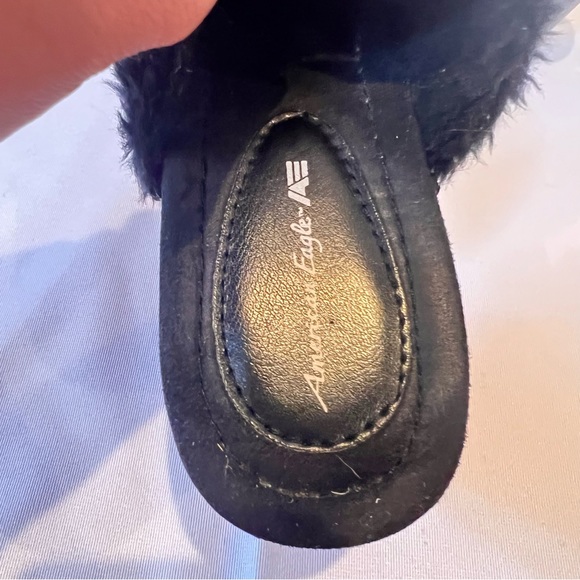 VINTAGE | Rare Y2K American Eagle black suede faux fur clogs - Picture 6 of 9